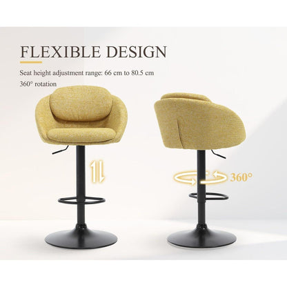 Verstellbarer Barhocker Set (2x) – Chenille, Gelb