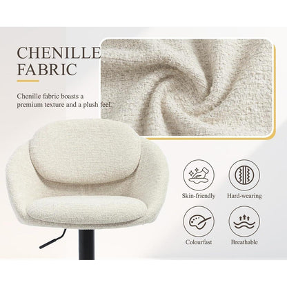 Verstellbarer Chenille Barhocker 2er Set – Beige