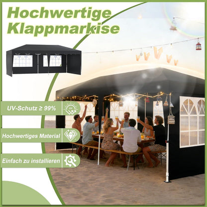 Faltpavillon 3x6m – Wasserdicht, UV-Schutz & 6 Seitenwände