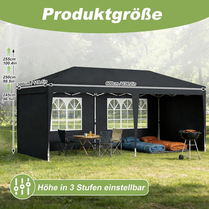 Faltpavillon 3x6m – Wasserdicht, UV-Schutz & 6 Seitenwände