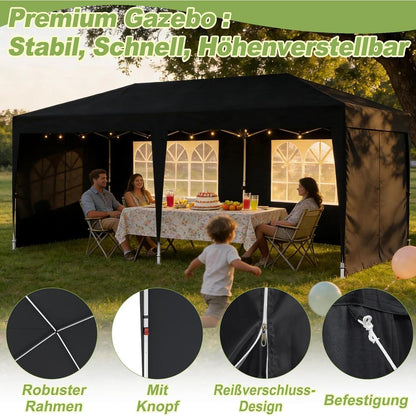 Faltpavillon 3x6m – Wasserdicht, UV-Schutz & 6 Seitenwände