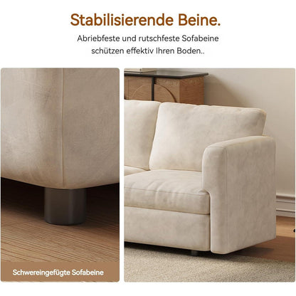 L-Form Ecksofa Stoff 4-Sitzer mit Ottomane & Stauraum