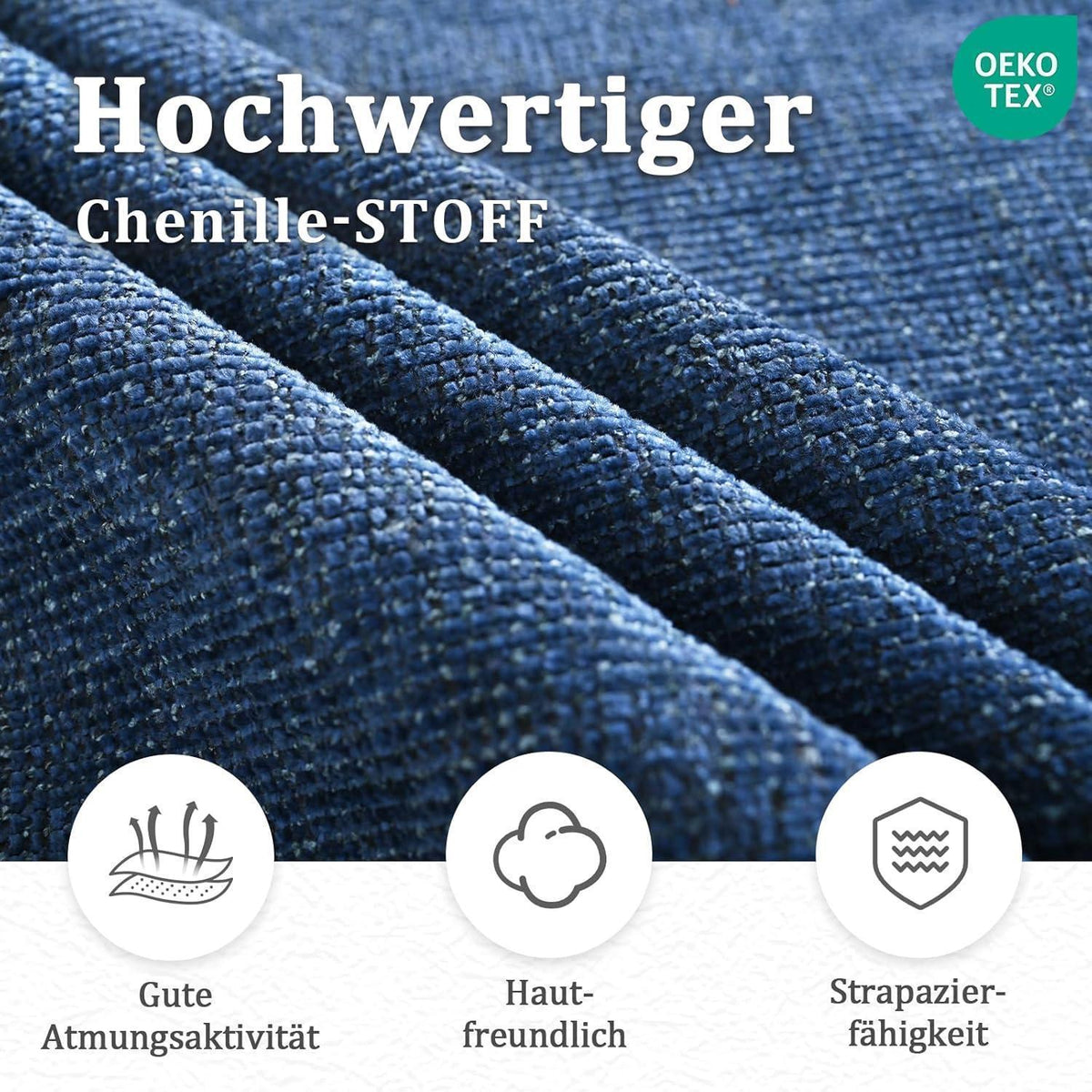Drehbarer Esszimmerstuhl Set 6er – Dunkelblau, Chenille Polsterstuhl