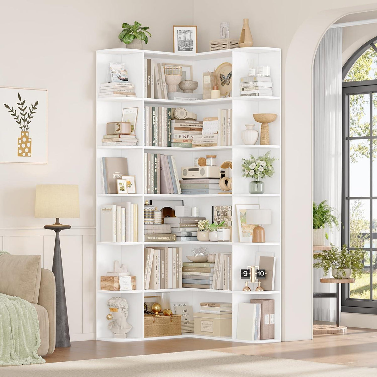 Eckregal L-Form Bücherregal weiß 185 cm