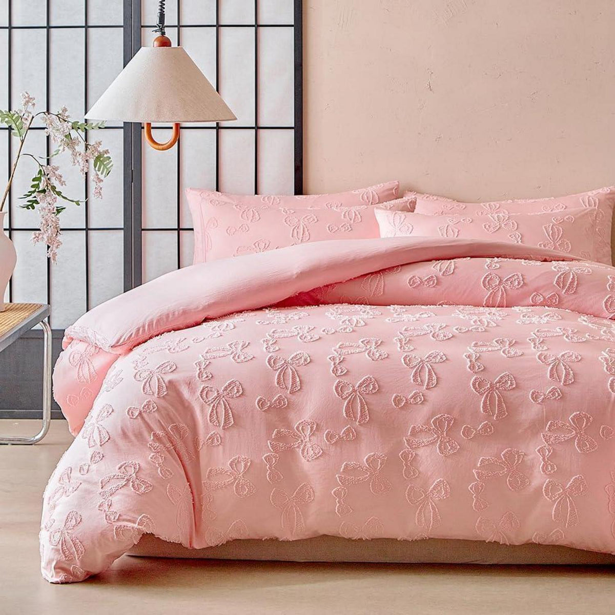 Boho Bettwäsche Set getuftet Rosa 135x200