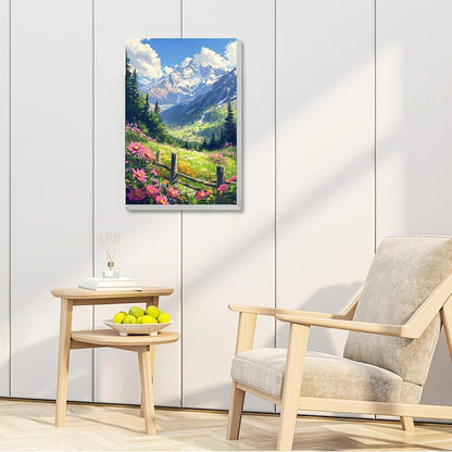 Malen nach Zahlen Berge mit Rahmen – Landschaftsbild DIY Set