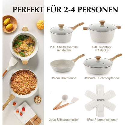 13-teiliges Pfannenset mit Antihaftbeschichtung & Glasdeckel