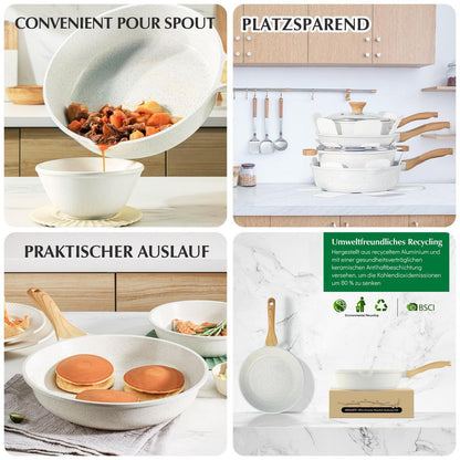 13-teiliges Pfannenset mit Antihaftbeschichtung & Glasdeckel