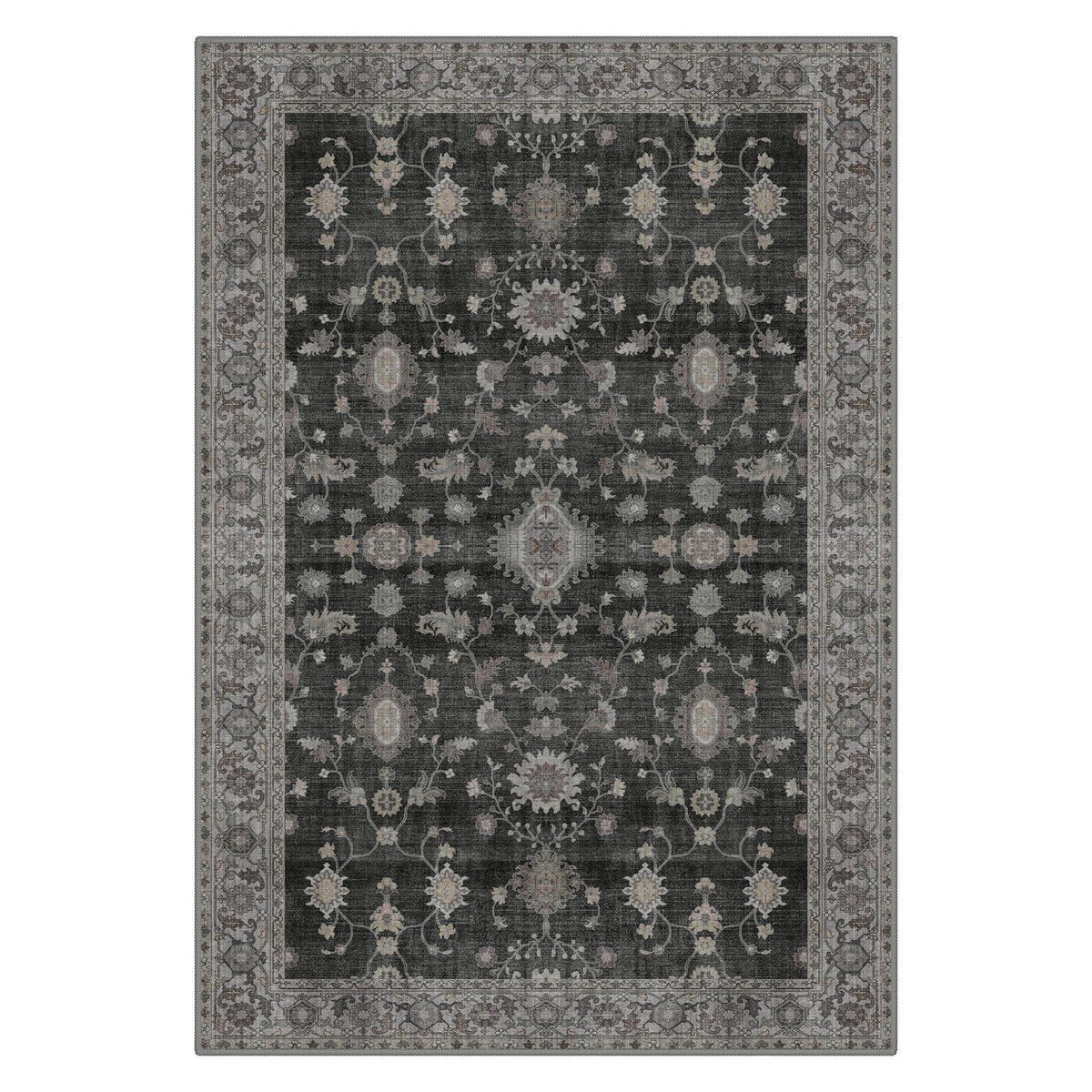 Vintage Teppich Wohnzimmer 200x290 cm Anthrazit Rechteck