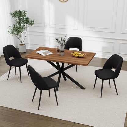 Moderner Esstisch Set mit 4 Cord-Stühlen (140x80cm)