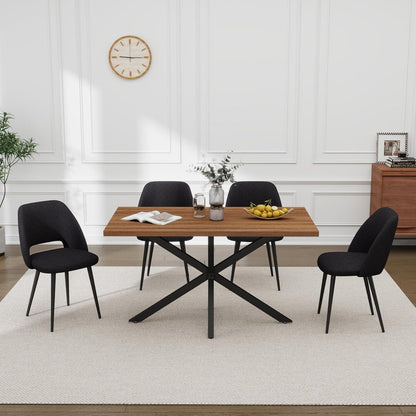 Moderner Esstisch Set mit 4 Cord-Stühlen (140x80cm)