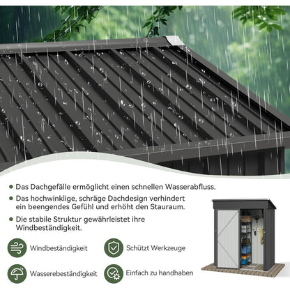Gerätehaus Metall 150x91x185 cm mit Fundamentrahmen & Schloss