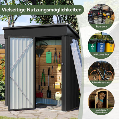 Gerätehaus Metall 150x91x185 cm mit Fundamentrahmen & Schloss