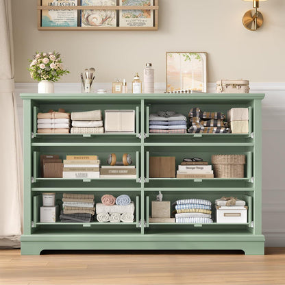 Kommode 6 Schubladen, 120cm Holzoptik Grün – Schlafzimmer Sideboard