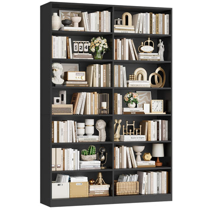 Bücherregal 212cm, 14 Fächer, Schwarz – Standregal & Vitrine