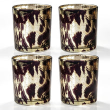 Teelichthalter Leopard 4er Set mit Goldrand