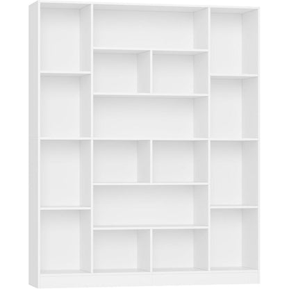 Weißes Bücherregal mit 17 Fächern – Standregal für Wohnzimmer & Büro
