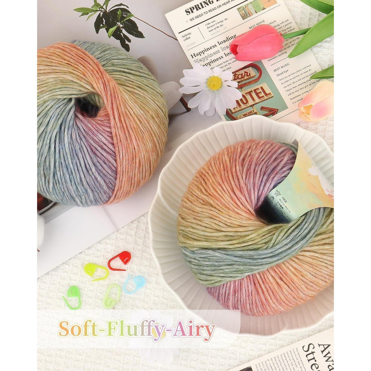 Farbverlaufsgarn 200g - Wolle zum Häkeln & Stricken Regenbogen