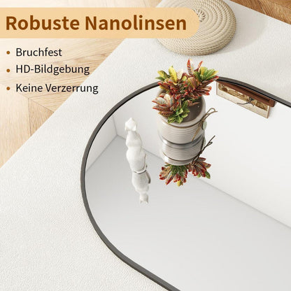 Ganzkörperspiegel Bogenförmig Schwarz – 170x70cm, Stand/Wand