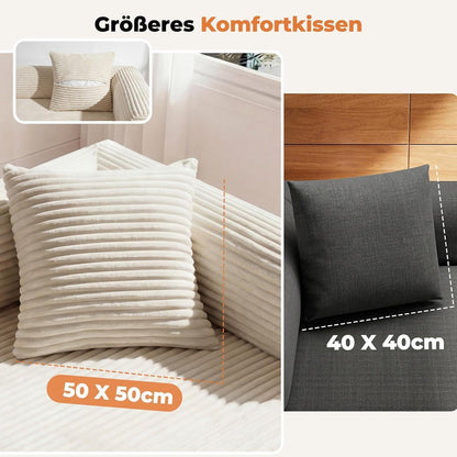 Schlafsofa 200cm Cord Beige – Komfortables Bett mit Kopfstütze