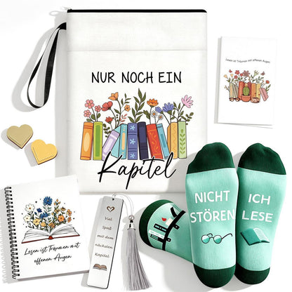 Geschenkset für Buchliebhaber: 6-teiliges Set mit Socken & Zubehör