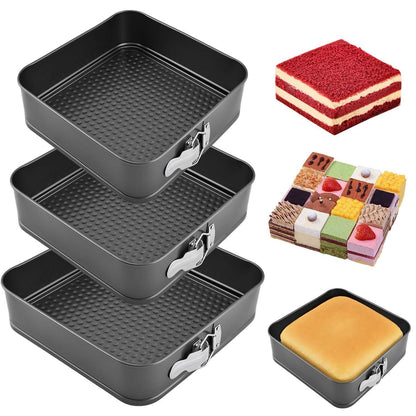 Quadratische Kuchenform Edelstahl 3er Set 24/26/28cm