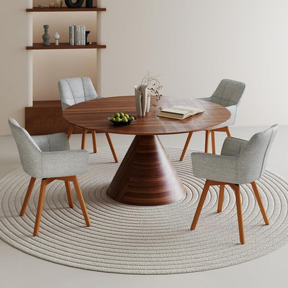 4er Set Drehstühle Samt, Hellgrau – Esszimmer, Wohnzimmer