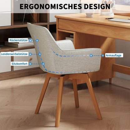 4er Set Drehstühle Samt, Hellgrau – Esszimmer, Wohnzimmer