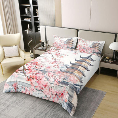 Japanische Kirschblüten Bettwäsche Set 155x220 Baumwolle