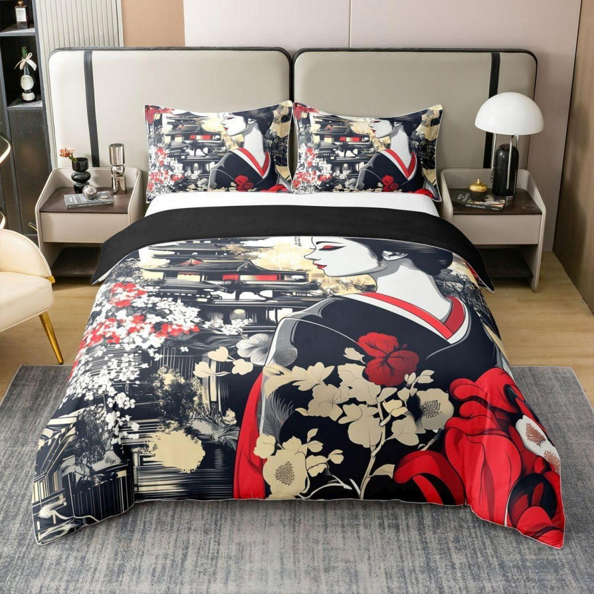 Japanisches Ukiyo-e Bettwäsche-Set 200x200 Baumwolle