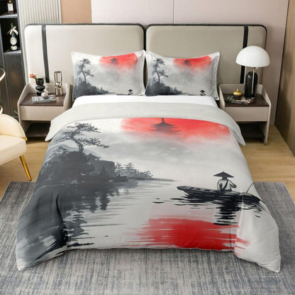 Japanisches Bettwäsche-Set Baumwolle 220x240 Rote Sonne