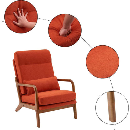 Mid-Century Sessel mit Massivholzrahmen – Orange