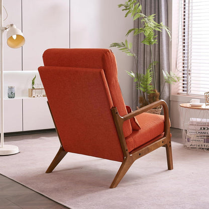 Mid-Century Sessel mit Massivholzrahmen – Orange