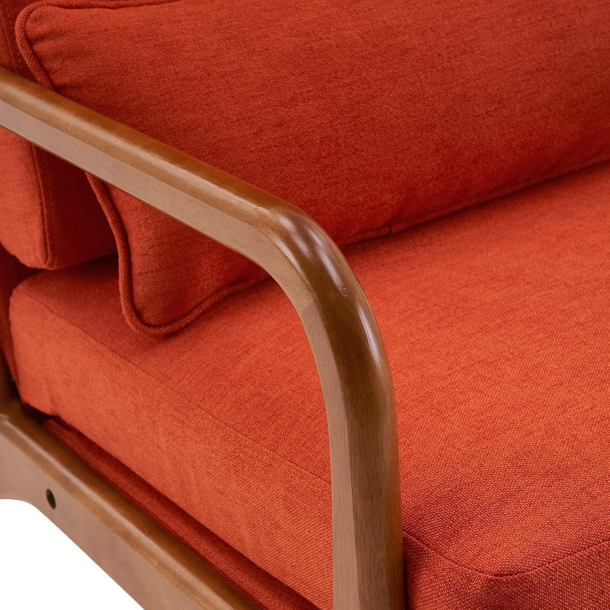 Mid-Century Sessel mit Massivholzrahmen – Orange