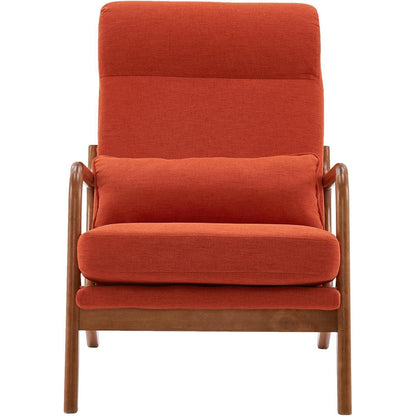 Mid-Century Sessel mit Massivholzrahmen – Orange