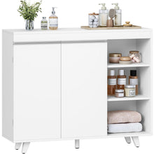 Weißer Badezimmerschrank mit 2 Türen & 3 offenen Regalen