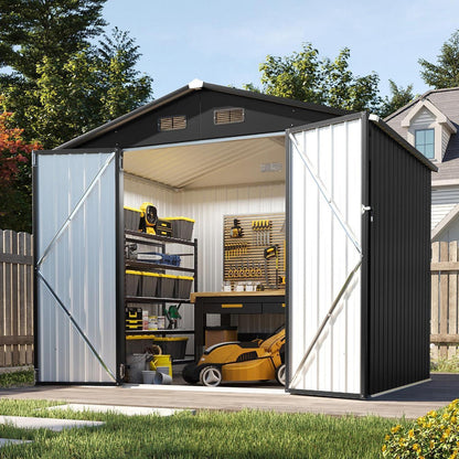 Großes Gerätehaus 8x6ft – Wetterfestes Gartenhaus mit Doppeltür