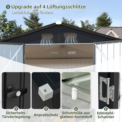 Großes Gerätehaus 8x6ft – Wetterfestes Gartenhaus mit Doppeltür