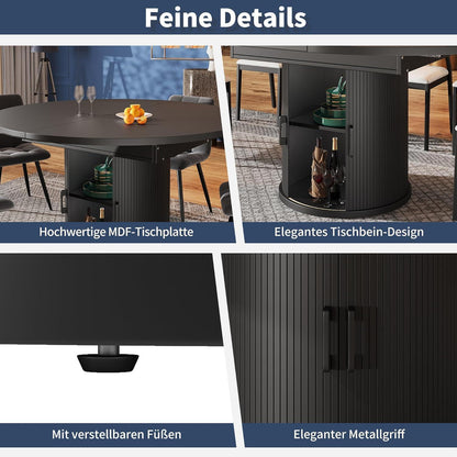 Runder Ausziehtisch mit Stauraum – Esszimmertisch für 6 Personen