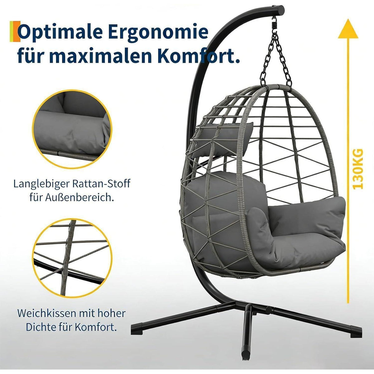 Hängesessel mit Gestell Grau – Outdoor & Indoor Komfort