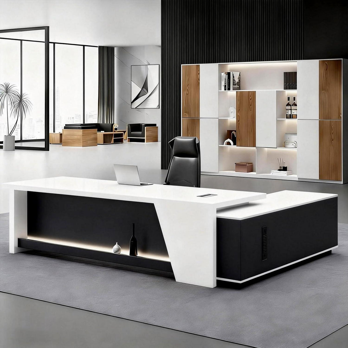 Moderner L-förmiger Schreibtisch mit Stauraum – Großzügiger Bürotisch für Büro & Homeoffice