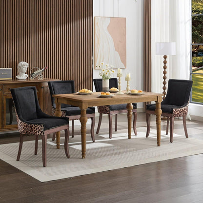 Esszimmerstühle 4er Set, Gepolsterte Chenille Stühle mit Holzbeinen