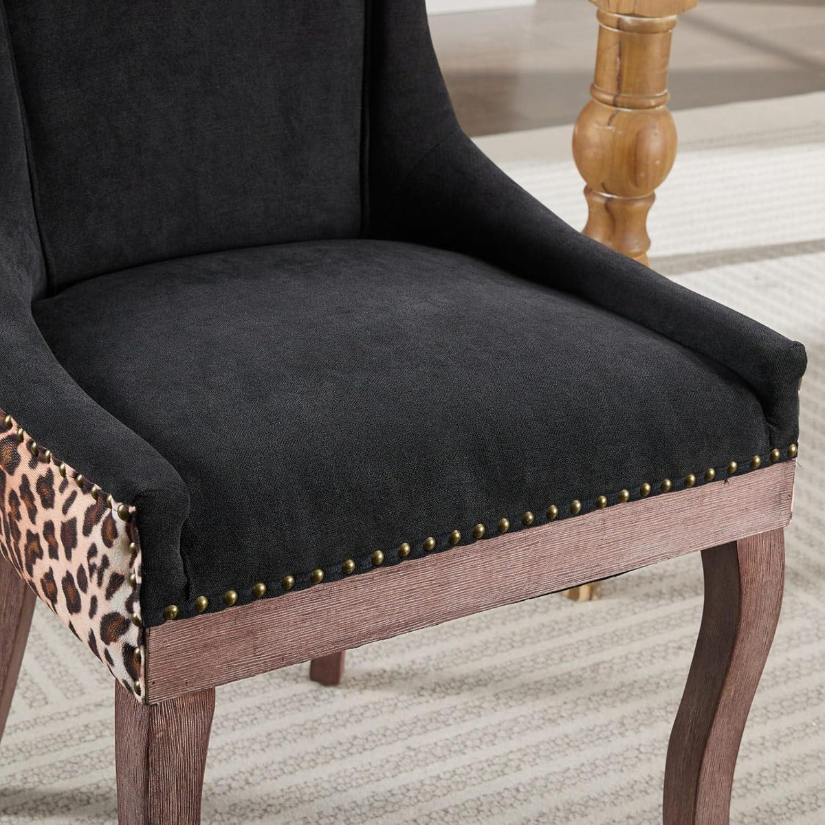 Esszimmerstühle 4er Set, Gepolsterte Chenille Stühle mit Holzbeinen