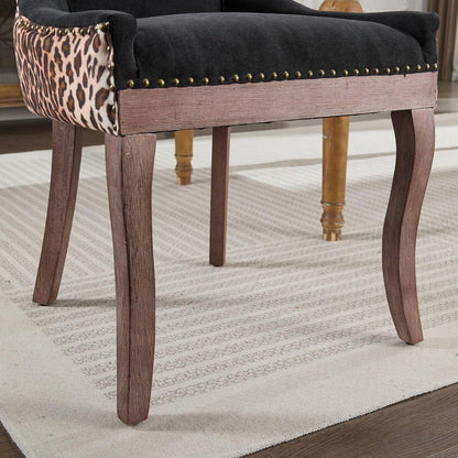 Esszimmerstühle 4er Set, Gepolsterte Chenille Stühle mit Holzbeinen