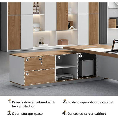 Moderner L-förmiger Schreibtisch mit Stauraum – Großzügiger Bürotisch für Büro & Homeoffice
