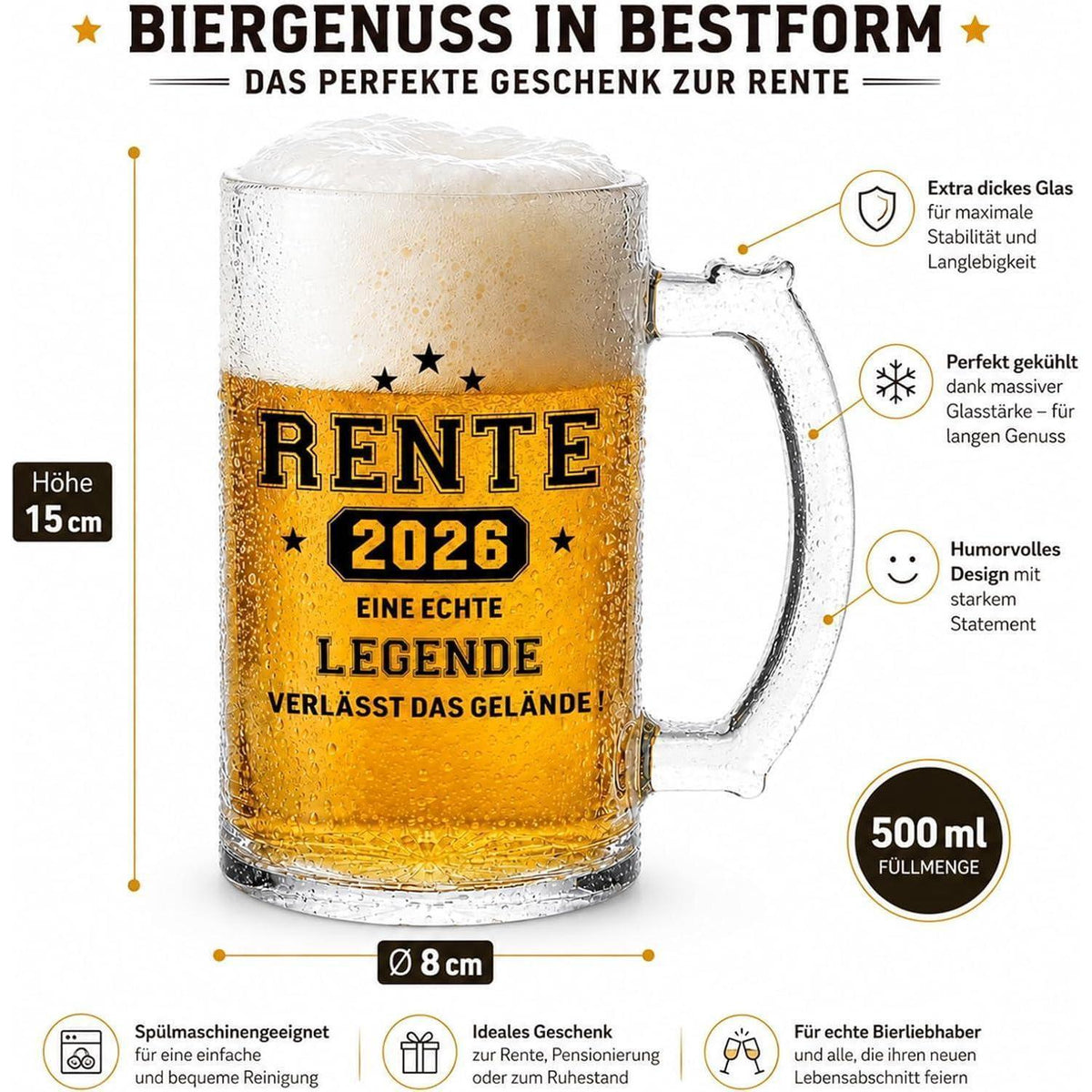 Geschenk zur Rente 2026: 4-teiliges Bierglas Set für Männer