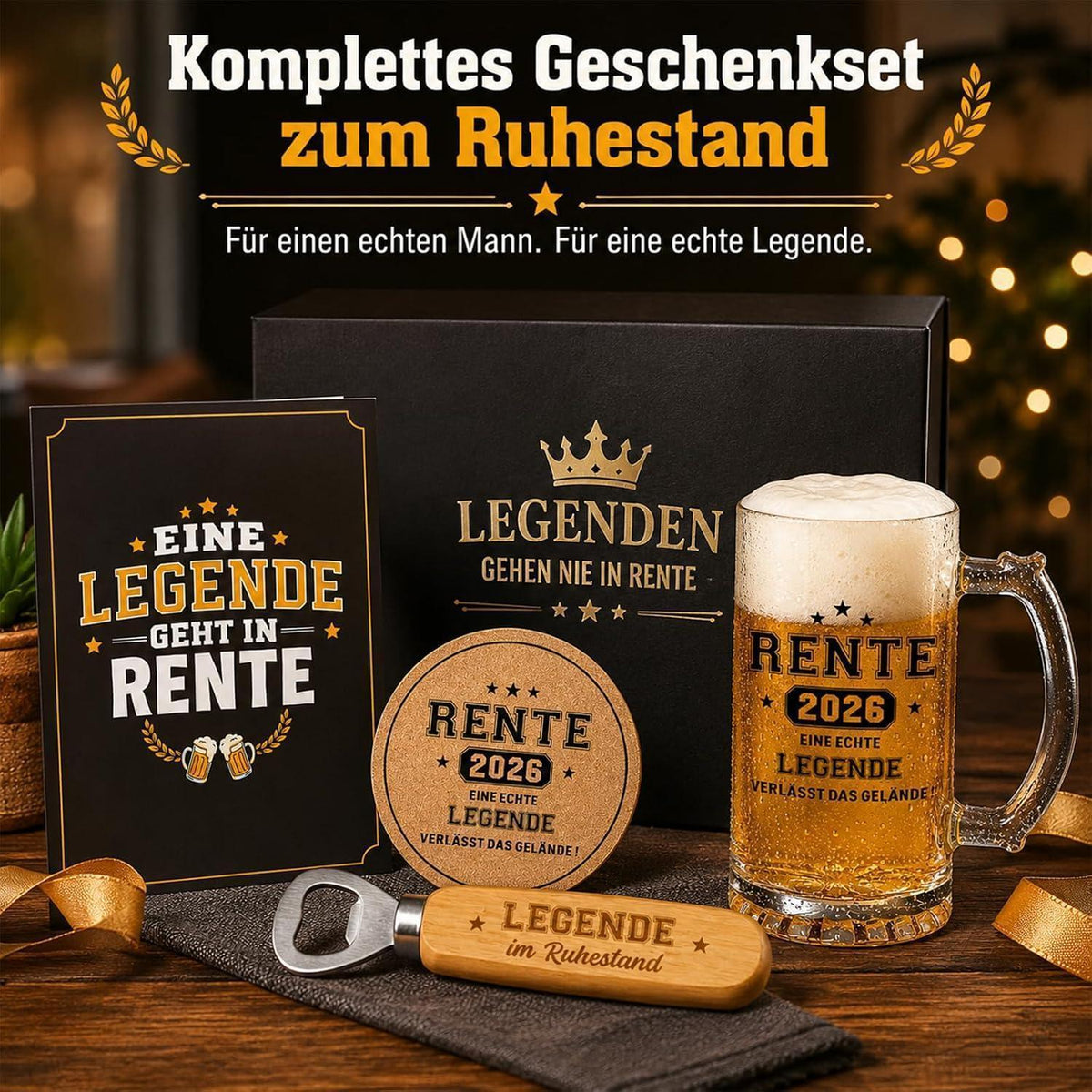 Geschenk zur Rente 2026: 4-teiliges Bierglas Set für Männer