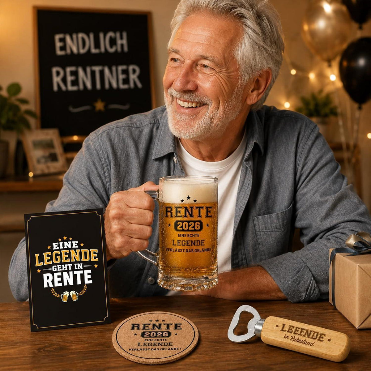 Geschenk zur Rente 2026: 4-teiliges Bierglas Set für Männer