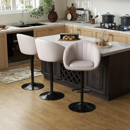Verstellbare Barhocker Set 3er – Beige, Atmungsaktiv & Komfortabel
