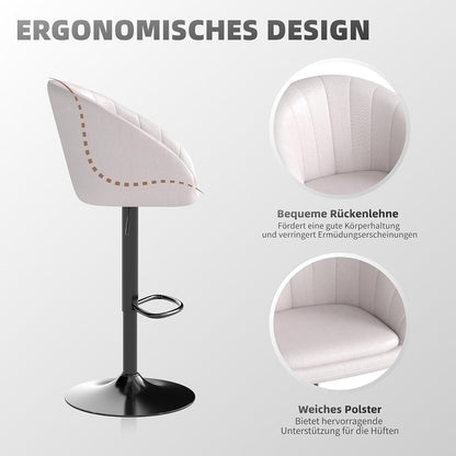 Youhauchair Barhocker Set 4 – Höhenverstellbar, Beige